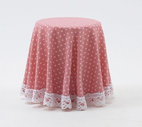 Dollhouse Miniature Skirted Table-Pink Mini Dot